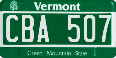 VT license plate CBA507