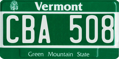 VT license plate CBA508
