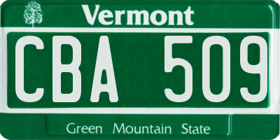 VT license plate CBA509