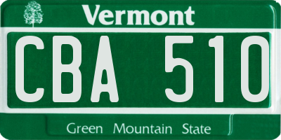 VT license plate CBA510