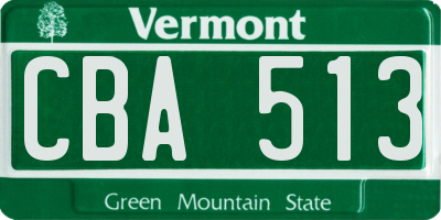 VT license plate CBA513
