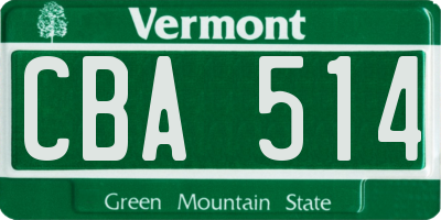VT license plate CBA514