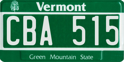 VT license plate CBA515