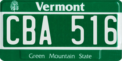 VT license plate CBA516