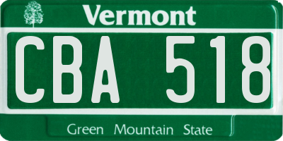VT license plate CBA518