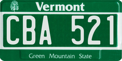 VT license plate CBA521