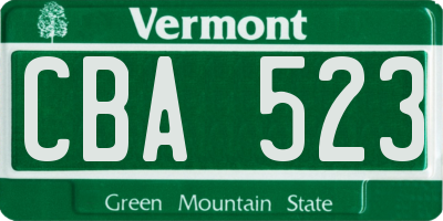 VT license plate CBA523