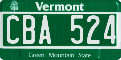 VT license plate CBA524