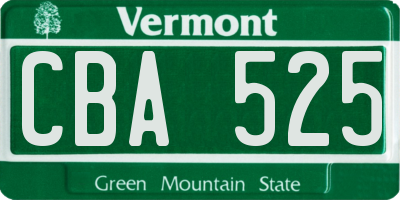 VT license plate CBA525