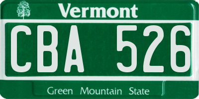 VT license plate CBA526