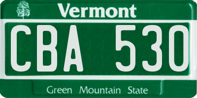 VT license plate CBA530