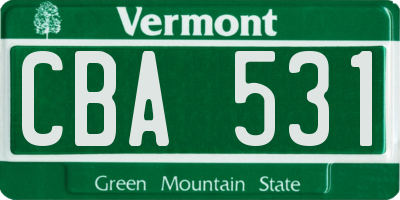 VT license plate CBA531