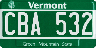 VT license plate CBA532