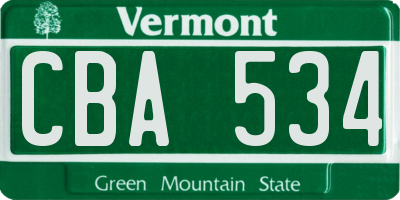 VT license plate CBA534