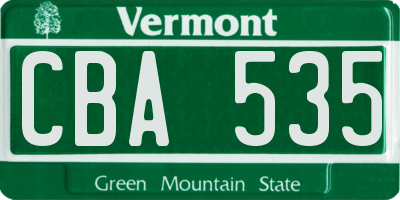 VT license plate CBA535
