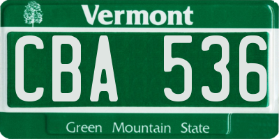 VT license plate CBA536