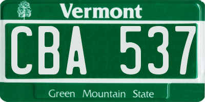 VT license plate CBA537