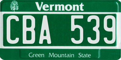 VT license plate CBA539