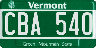 VT license plate CBA540