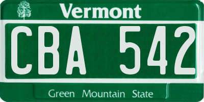 VT license plate CBA542