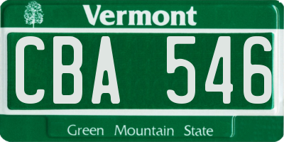 VT license plate CBA546