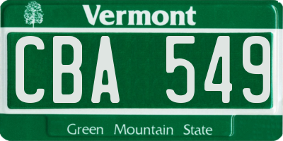VT license plate CBA549