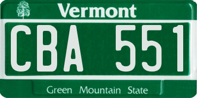 VT license plate CBA551