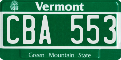 VT license plate CBA553