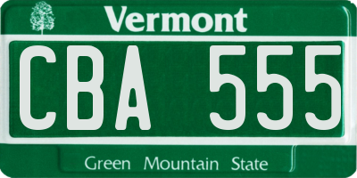 VT license plate CBA555