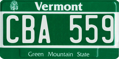 VT license plate CBA559