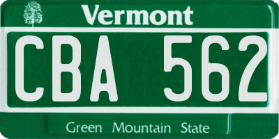 VT license plate CBA562