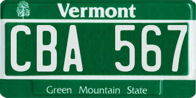 VT license plate CBA567