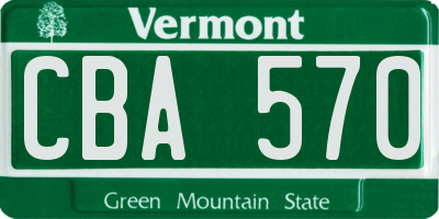 VT license plate CBA570