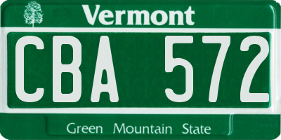 VT license plate CBA572