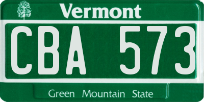 VT license plate CBA573