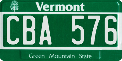 VT license plate CBA576