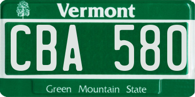 VT license plate CBA580