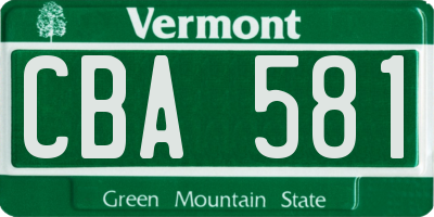 VT license plate CBA581