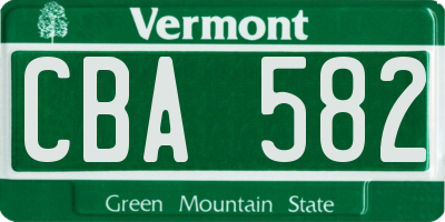VT license plate CBA582