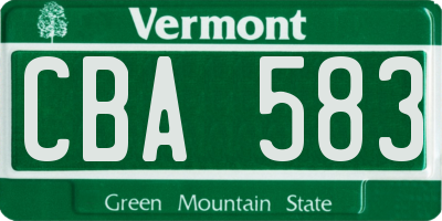 VT license plate CBA583