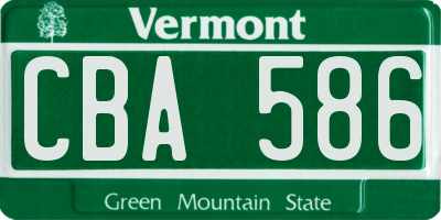 VT license plate CBA586
