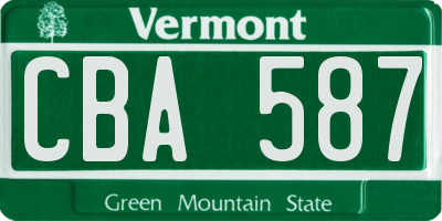 VT license plate CBA587