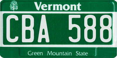 VT license plate CBA588