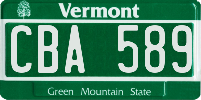 VT license plate CBA589