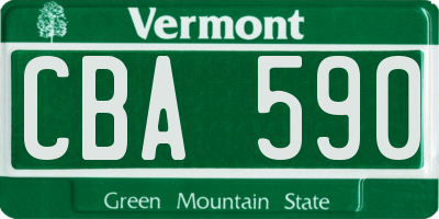 VT license plate CBA590