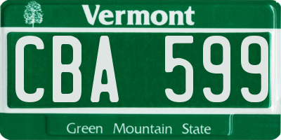 VT license plate CBA599