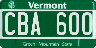 VT license plate CBA600