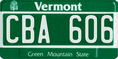 VT license plate CBA606