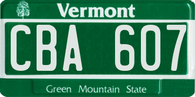 VT license plate CBA607