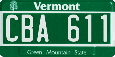 VT license plate CBA611